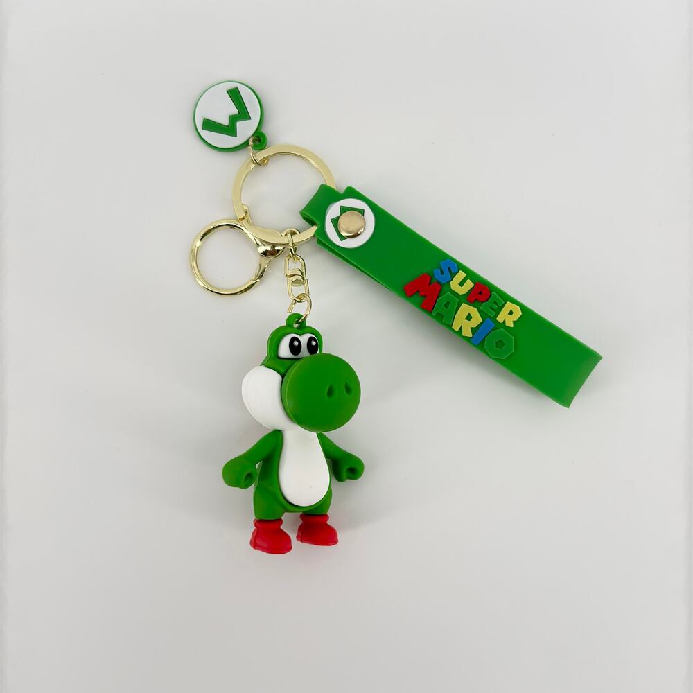 Super Mario Yoshi Keychain with Green Strap | Collectible Bag Charm Key Ring